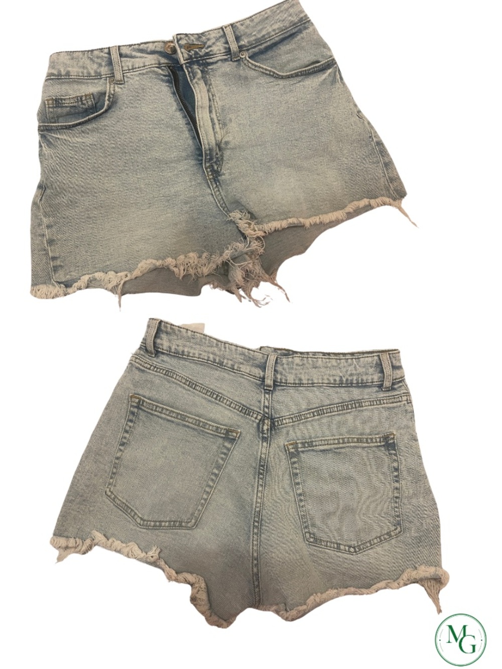H&M Divided High Waisted Distressed Denim Shorts Light Wash Cutoffs Size 6